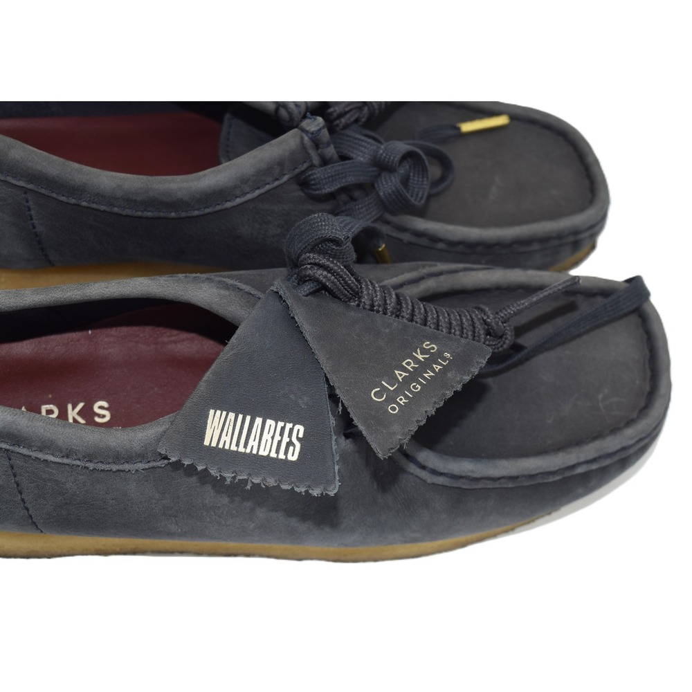 Clarks Originals Wallabee Women 9 Navy Blue Nubuck Crepe Sole Excellent Moccasin